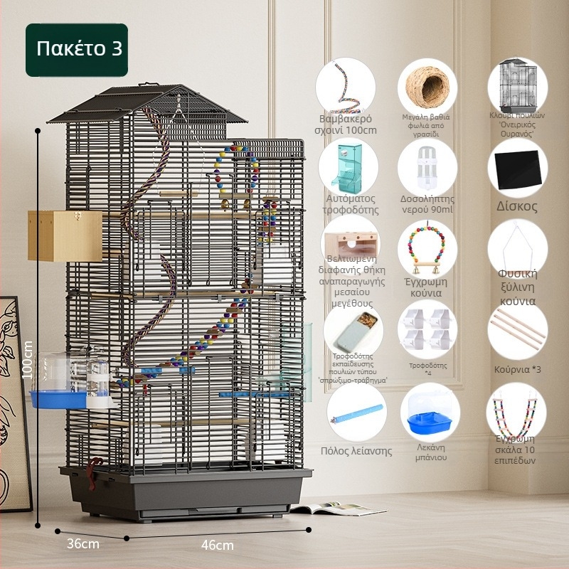 Κλουβί παπαγάλων πουλιών μεγάλο διαστημικό συρματόπλεγμα οικιακής διακοσμητικής βίλας Xuanfeng Peony διώροφη βίλα εξαιρετικά μεγάλο οριζόντιο μεταλλικό κλουβί συρματόπλεγμα