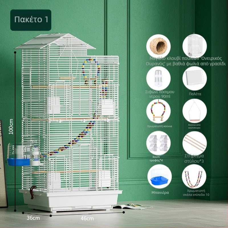 Κλουβί παπαγάλων πουλιών μεγάλο διαστημικό συρματόπλεγμα οικιακής διακοσμητικής βίλας Xuanfeng Peony διώροφη βίλα εξαιρετικά μεγάλο οριζόντιο μεταλλικό κλουβί συρματόπλεγμα