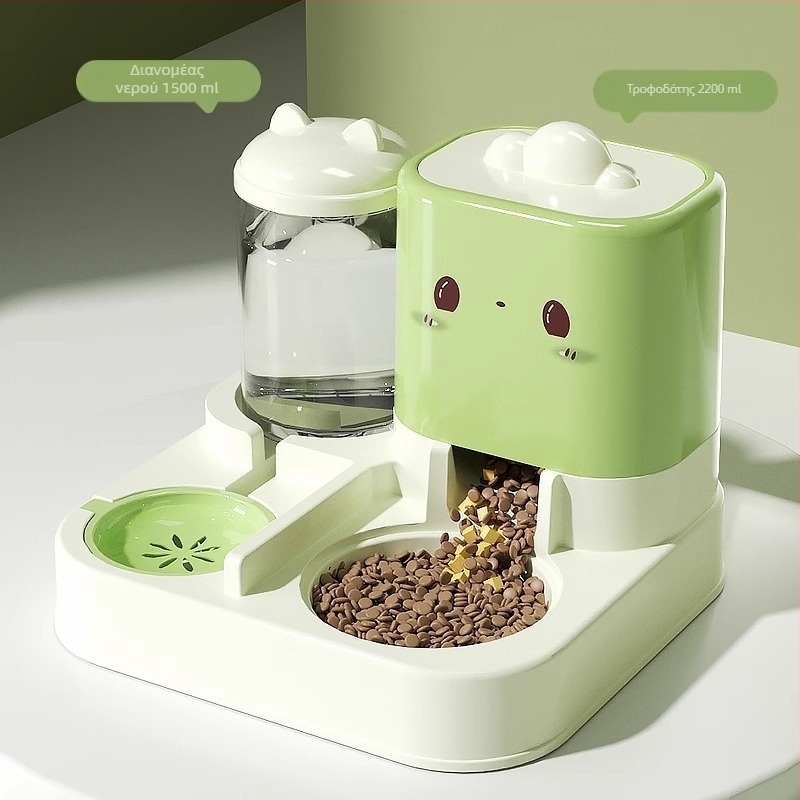 Αυτόματη ταΐστρα για γάτες, λεκάνη τροφής για γάτες, μπολ ρυζιού για γάτες, μπολ τροφής για σκύλους, διπλό μπολ, τάισμα πόσιμου νερού, τεχνητό πόσιμο νερό για γάτες, όλα σε ένα μηχάνημα