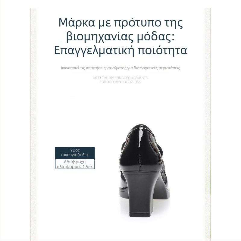 Ψηλοτάκουνα Παπούτσια Μόδας Mesh για Γυναικεία Καλοκαιρινά Παπούτσια 2024 από Γνήσιο Μαλακό Δέρμα, Μοκασίνια με Μεσαίο Τακούνι από Μαλακό Δέρμα και Μαλακή Σόλα, Χοντρό Τακούνι