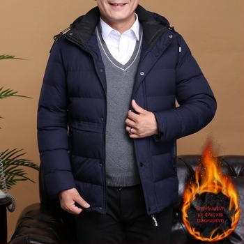 Ρούχα για μεσήλικες και ηλικιωμένους πατέρες, ανδρικά χειμωνιάτικα ρούχα, με επένδυση από φλις, χοντρό, ζεστό, άνετο, βαμβακερό μπουφάν, ανδρικά ρούχα για πατέρες