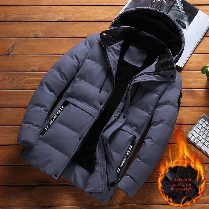 Ρούχα για μεσήλικες και ηλικιωμένους πατέρες, ανδρικά χειμωνιάτικα ρούχα, με επένδυση από φλις, χοντρό, ζεστό, άνετο, βαμβακερό μπουφάν, ανδρικά ρούχα για πατέρες