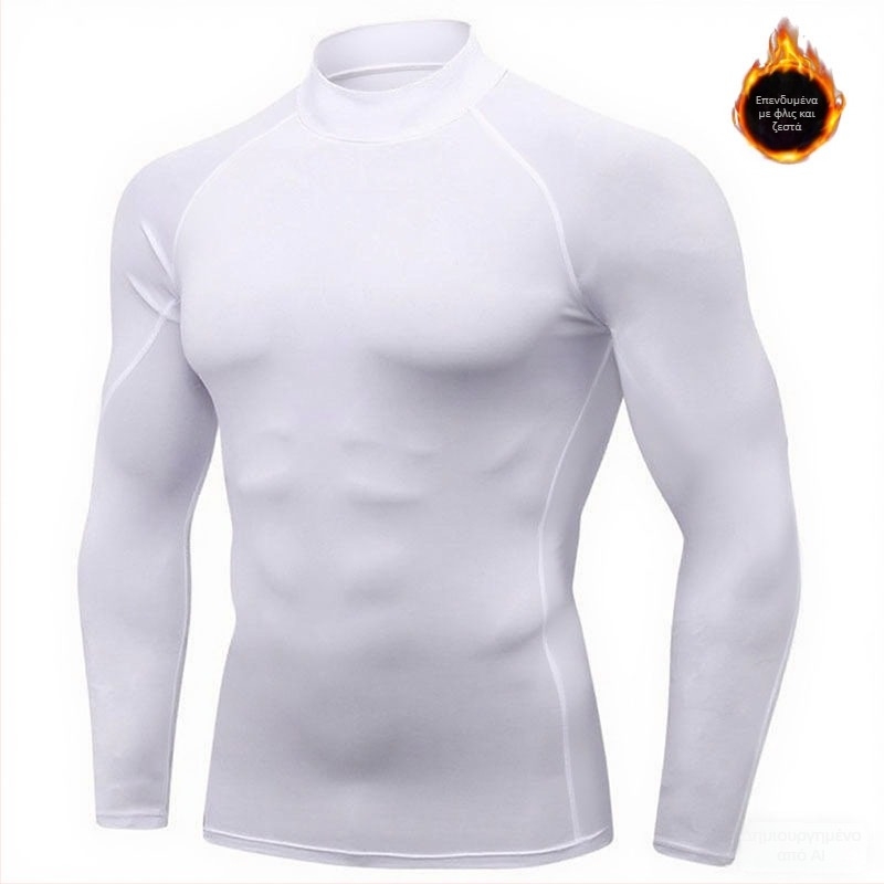 Ανδρικό κορμάκι για φθινοπωρινά και χειμερινά σπορ, ζιβάγκο, μακρυμάνικο, βελούδινο, ζεστό, ελαστικό, γρήγορο στέγνωμα, βάση συμπίεσης για γυμναστική και τρέξιμο