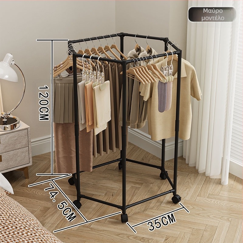 Εξαγωνική κρεβατοκάμαρα με μπαλκόνι, πολυλειτουργική ξήρανση, κοιτώνα, εξοικονομώντας χώρο, παχύρρευστη σταθερή κρεμάστρα δαπέδου