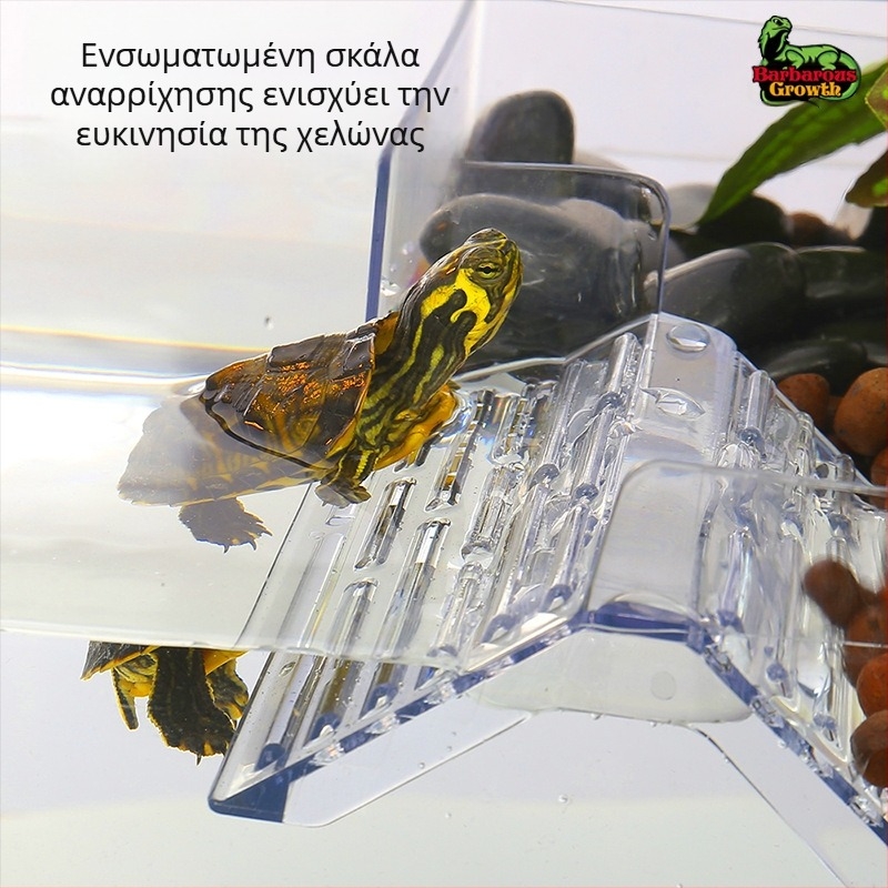 ακρυλικό τραπέζι ξήρανσης χελωνών Βραζιλίας για χελώνες αναρρίχηση σε γλάστρα χελωνών τοπίο κουτί χελωνών διαφανές τραπέζι ξήρανσης χελωνών με υψηλή στάθμη νερού, πλωτό νησί