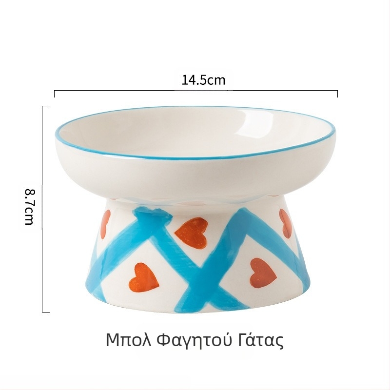 Χαριτωμένο μπολ γάτας Ins Style Κεραμικό μπολ με ψηλό προστατευτικό λαιμού για τα πόδια, μπολ για σκύλους με λοξό στόμα, μπολ τροφής, μπολ ποτού, αντικραδασμικό μπολ ρυζιού για κατοικίδια