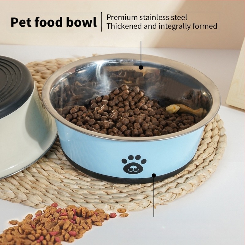 Διασυνοριακά ίχνη έκρηξης από ανοξείδωτο χάλυβα μεγάλης χωρητικότητας μπολ σκύλου σίτισης νερού με αντιολισθητικό πάτο κινούμενων σχεδίων μπολ κατοικίδιων ζώων χονδρικής