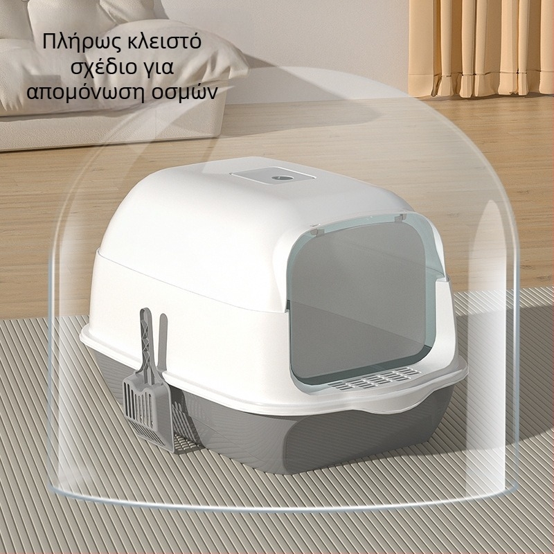 Μεγάλη, πλήρως κλειστή άμμος για γάτες, ανθεκτική στις πιτσιλιές, μεγάλη τουαλέτα για γάτες, ημικλειστή, διπλής χρήσης, σε απόθεμα, χονδρική