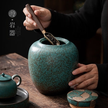 Κεραμικό οικιακό μεγάλο βάζο τσαγιού σφραγισμένο βάζο vintage κεραμικό υλικό ανθεκτικό στην υγρασία βάζο αποθήκευσης τσαγιού κουτί συσκευασίας τσαγιού Pu'er τσάι δοχείο