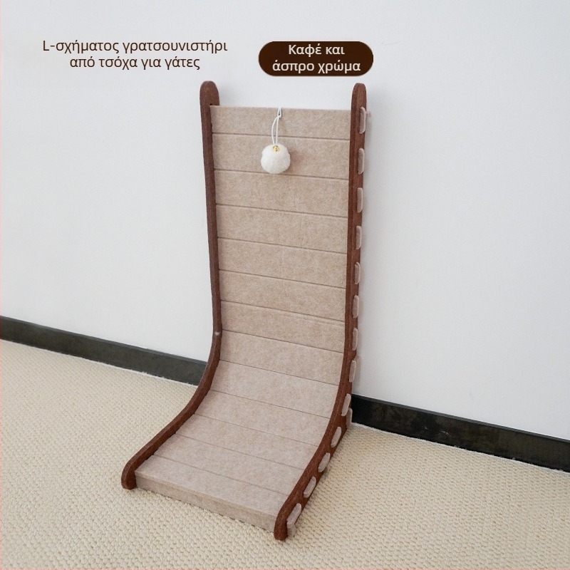 Κατακόρυφη σανίδα ξυσίματος γάτας τύπου L, τσόχα, ενσωματωμένη φωλιά γάτας, ανθεκτική στη φθορά, χωρίς ψίχουλα, λείανση με νύχι γάτας, εξαιρετικά μεγάλη σανίδα ξυσίματος γάτας