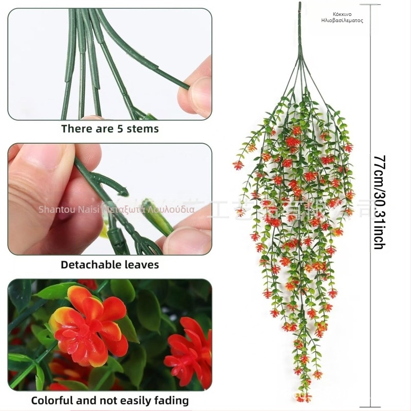 Διασυνοριακή προσομοίωση πράσινου φυτού προσομοίωση κρεμαστής τοίχου ευκάλυπτος καμέλια αμπέλι φύλλο ευκαλύπτου μπαστούνι κρεμαστή διακόσμηση λουλουδιών