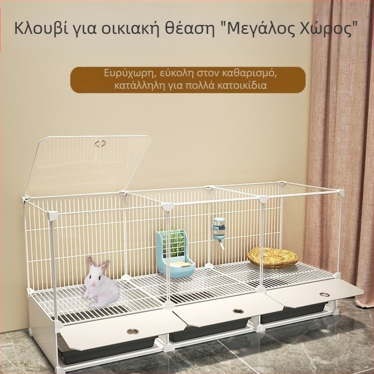 Κλουβί κουνελιού για οικιακή χρήση, μεγάλος εσωτερικός δίσκος κουνελιού, κλουβί για ινδικά χοιρίδια, φωλιά κουνελιού για κατοικίδια, κλουβί κουνελιού διπλής στρώσης, αντι-jailbreak