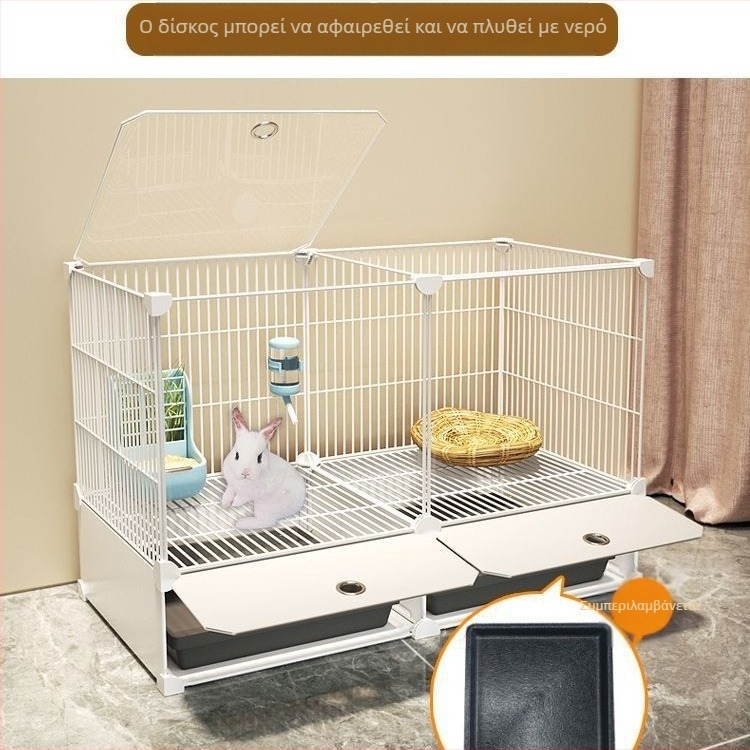 Κλουβί κουνελιού για οικιακή χρήση, μεγάλος εσωτερικός δίσκος κουνελιού, κλουβί για ινδικά χοιρίδια, φωλιά κουνελιού για κατοικίδια, κλουβί κουνελιού διπλής στρώσης, αντι-jailbreak