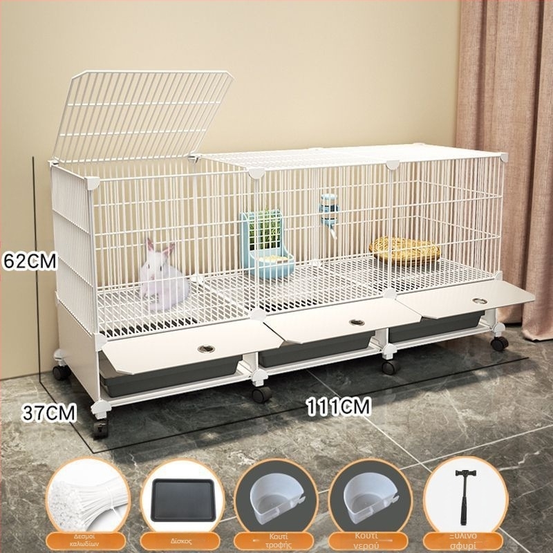 Κλουβί κουνελιού για οικιακή χρήση, μεγάλος εσωτερικός δίσκος κουνελιού, κλουβί για ινδικά χοιρίδια, φωλιά κουνελιού για κατοικίδια, κλουβί κουνελιού διπλής στρώσης, αντι-jailbreak