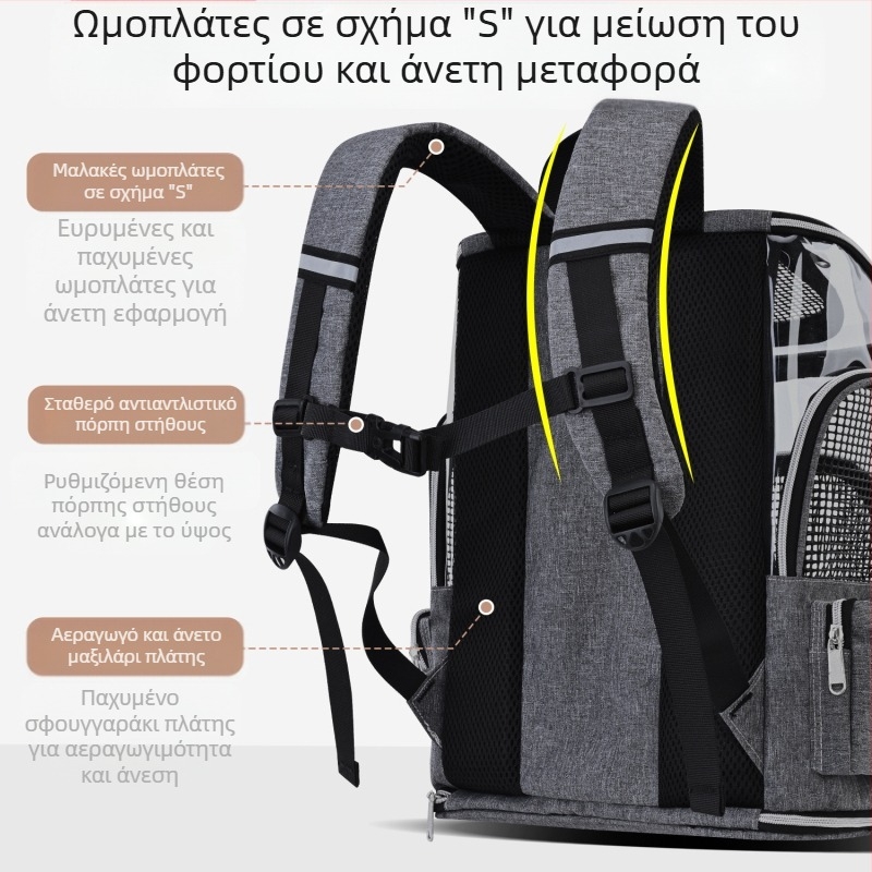 Νέα τσάντα γάτας, αναπνεύσιμη, φορητή, τσάντα για κατοικίδια, σακίδιο πλάτης μεγάλης χωρητικότητας για κατοικίδια, αντιεκρηκτικής ανάγκης