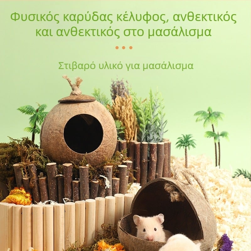 Φωλιά Χάμστερ Καταφύγιο από Κέλυφος Καρύδας Καλοκαιρινά Δροσιστικά Προϊόντα Τοπίου Χρυσή Αρκούδα Φωλιά Ύπνου Σπίτι Λουλούδι Κλαδί Ποντικιού Φωλιά Παιχνιδιού