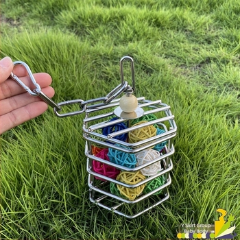 304 Ανοξείδωτο ατσάλι 304 Παιχνίδι κλουβιού για αναζήτηση τροφής με δάγκωμα παπαγάλου, κρεμαστό καλάθι με φρούτα για παπαγάλους, κλουβί, παιχνίδι γομφίων