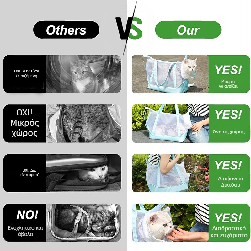 Καλοκαιρινή τσάντα γάτας με αναπνεύσιμο πλέγμα, φορητή τσάντα ώμου για κατοικίδια, σακίδιο πλάτης γάτας, ειδική για μικρά σκυλιά και γάτες, αναπνεύσιμη και ελαφριά