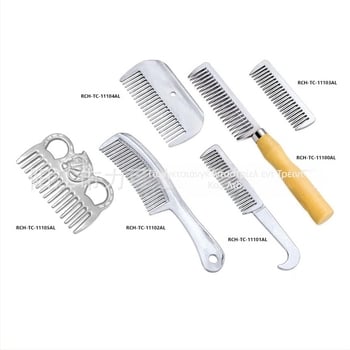 Χτένα με ανοιχτό κόμπο για κατοικίδια, ξύλινη λαβή για κατοικίδια, χτένα από κράμα αλουμινίου, χτένα για χαίτη αλόγων, χτένα με φαρδιά δόντια, χτένα για μαλλιά κατοικίδιων ζώων
