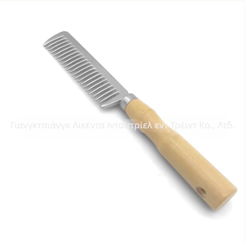 Χτένα με ανοιχτό κόμπο για κατοικίδια, ξύλινη λαβή για κατοικίδια, χτένα από κράμα αλουμινίου, χτένα για χαίτη αλόγων, χτένα με φαρδιά δόντια, χτένα για μαλλιά κατοικίδιων ζώων