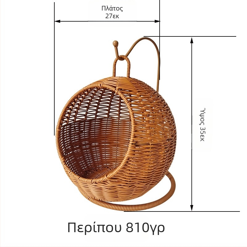 Κλουβί γάτας από ρατάν για οικιακή χρήση, μικρό διαμέρισμα, κρεμαστό καλάθι φωλιάς γάτας, ημικλειστό, τεσσάρων εποχών, αποσπώμενο και πλενόμενο, μίνι διακοσμητικά φωλιάς γάτας