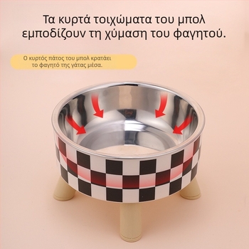 Ψηλό μπολ για κατοικίδια, αφαιρούμενο και πλενόμενο μπολ για σκύλους από ανοξείδωτο ατσάλι, μπολ για γάτες, λεκάνη τροφής για σκύλους με κουκκίδες, μπολ νερού, σκεύη φαγητού, είδη κατοικίδιων ζώων