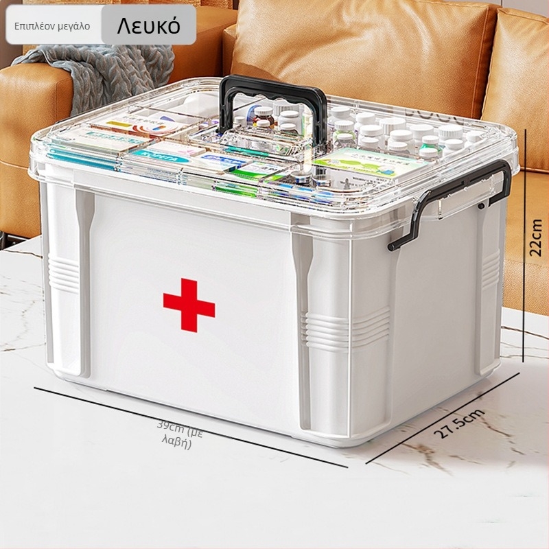 Κουτί οικιακών φαρμάκων, μεγάλης χωρητικότητας, ανθεκτικό στην υγρασία και τη μούχλα, πολυστρωματικό κουτί αποθήκευσης φαρμάκων, κουτί πρώτων βοηθειών, διαφανές ορατό κουτί φαρμάκων