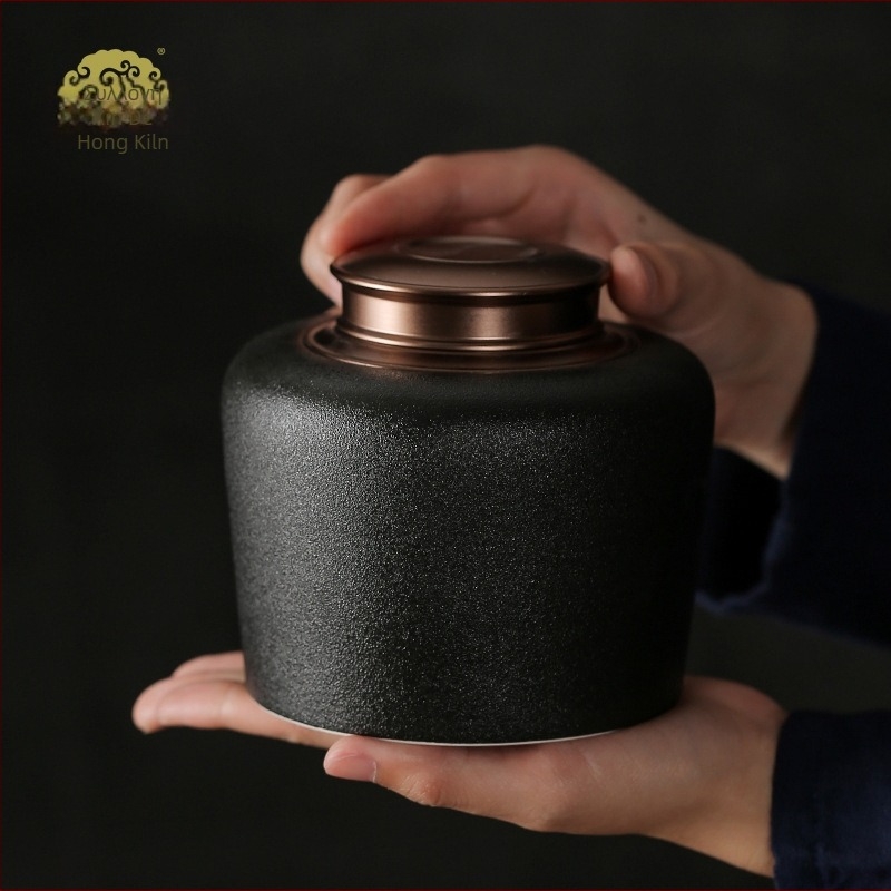 Xindehong Kiln Μεγάλο Βάζο Τσαγιού Κεραμικό Σφραγισμένο Βάζο με Καπάκι από Κράμα, Βάζο Αποθήκευσης, Γυαλισμένο Μεγάλο Κεραμικό Βάζο, Επιχειρηματικό Δώρο