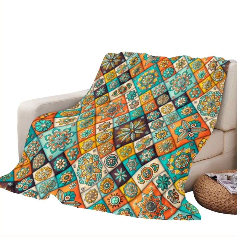 Διασυνοριακή ειδική για διπλή στρώση παχιάς κουβέρτας 3D ψηφιακής εκτύπωσης κουβέρτα καναπέ κουβέρτα τετράγωνη γεωμετρική σειρά κουβέρτας