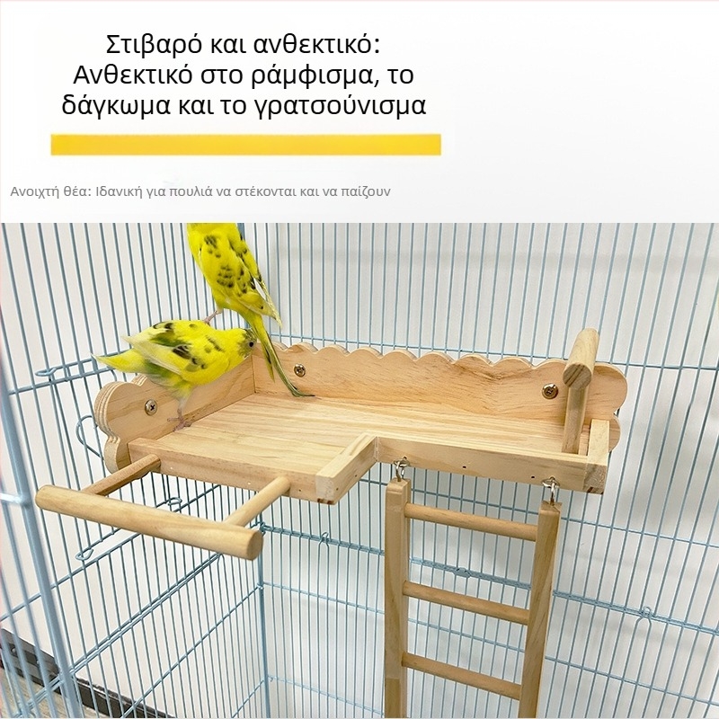 Μαύρος παπαγάλος Phoenix Peony από μασίφ ξύλο, κρεβάτι από δέρμα τίγρης, σκάλες αναρρίχησης, πλατφόρμα για κούρνια, κλουβί πουλιών, διακόσμηση, σκεύη πουλιών, προμήθειες
