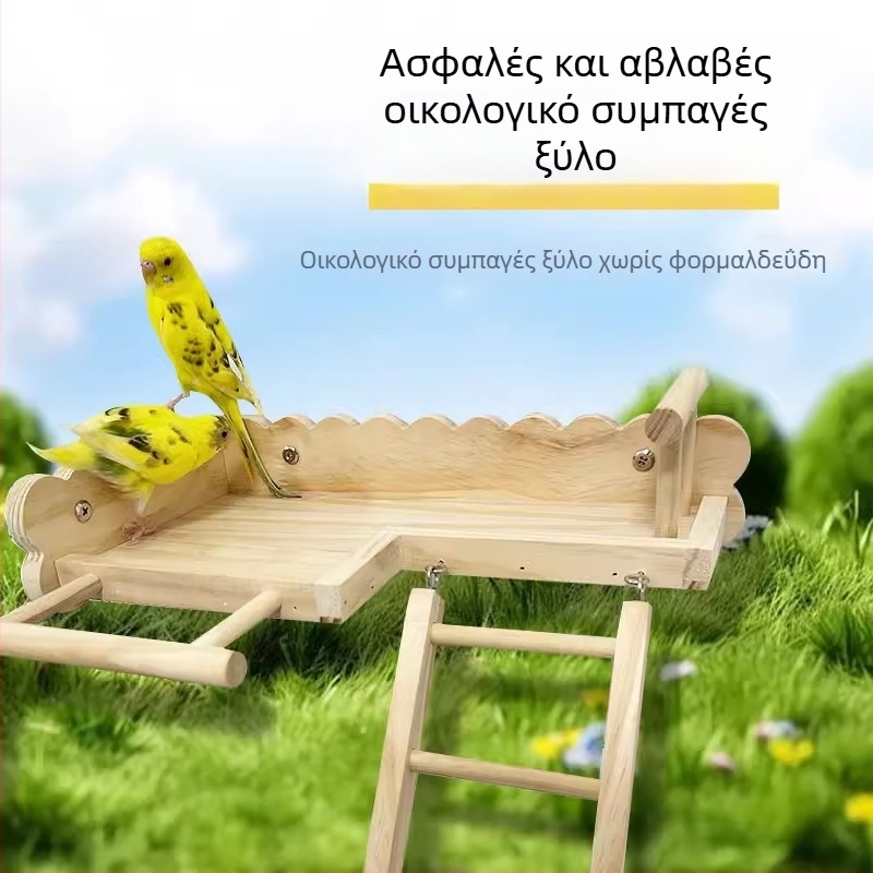 Μαύρος παπαγάλος Phoenix Peony από μασίφ ξύλο, κρεβάτι από δέρμα τίγρης, σκάλες αναρρίχησης, πλατφόρμα για κούρνια, κλουβί πουλιών, διακόσμηση, σκεύη πουλιών, προμήθειες