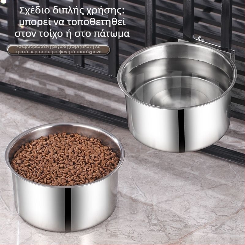 Γλάστρα για σκύλους από ανοξείδωτο ατσάλι, μπολ για σκύλους, μεγάλη κρεμαστή γλάστρα για σκύλους, αντιανατρεπόμενη, μπολ για πόσιμο, γλάστρα για γάτες, σταθερό κλουβί, μπολ για κατοικίδια