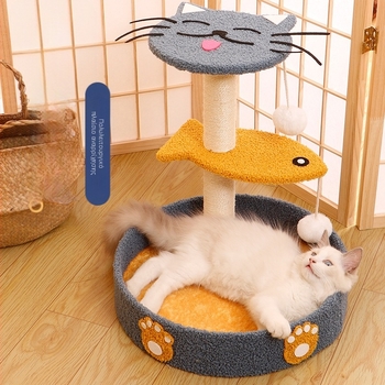 Ξυστό από σιζάλ για γάτες, ενσωματωμένη κάθετη στήλη για γάτες, σχοινί κάνναβης, ανθεκτικό στη φθορά, παιχνίδι που δεν προκαλεί πιτυρίδα, που δεν καλύπτει τα κατοικίδια, είδη κατοικίδιων ζώων