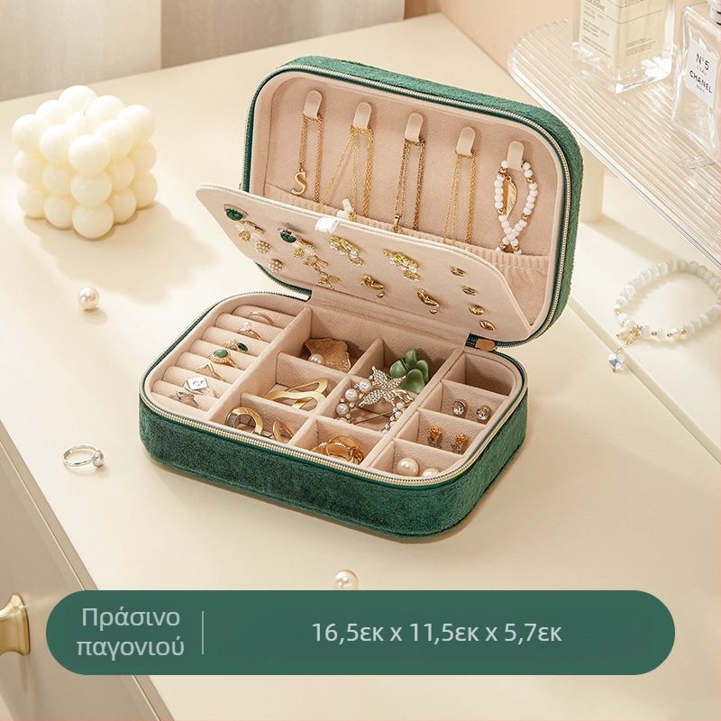 Διασυνοριακό κουτί κοσμημάτων από βελούδο υψηλής ποιότητας, διπλής στρώσης, μεγάλης χωρητικότητας σκουλαρίκια, δαχτυλίδι, κολιέ, αποθήκευση κοσμημάτων, κουτί αποθήκευσης κοσμημάτων για το χέρι
