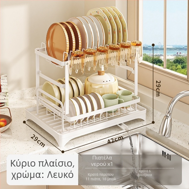 Ράφι αποστράγγισης κουζίνας για διασυνοριακή κουζίνα, μπολ και πιατέλα, βάζο αποθήκευσης μπολ και πιάτων, μπολ και ξυλάκια οικιακής χρήσης, μαχαίρια και πιρούνια, ράφι αποθήκευσης, επιτραπέζιο ράφι στεγνωτηρίου για μπολ