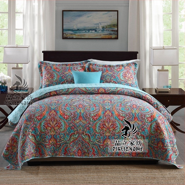 Pinli Home Textile Εξωτερικού Εμπορίου Βαμβακερό Σετ Τριών Τεμαχίων Αμερικανικό Πάπλωμα Απομίμησης Τεμαχίων τυπωμένο βαμβακερό πάπλωμα κλιματισμού
