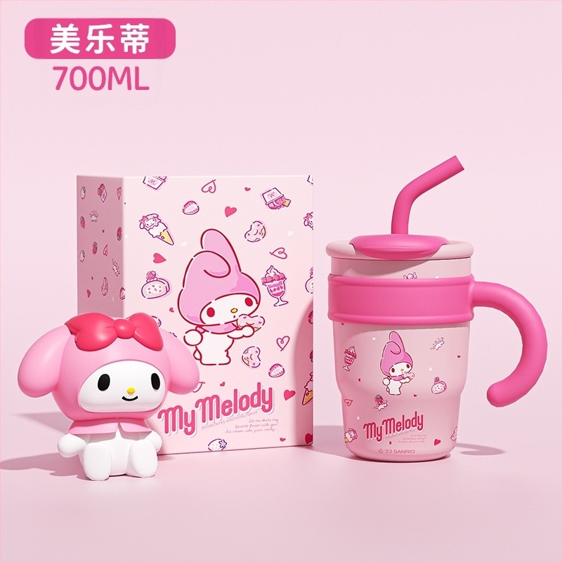 Sanrio Hello Kitty Maruko Big Mac Θερμός Κύπελλο με Καλαμάκι Χαριτωμένο Κύπελλο Νερού Υψηλής Χρωματικής Αξίας Αυτοκίνητο Κύπελλο Πάγου