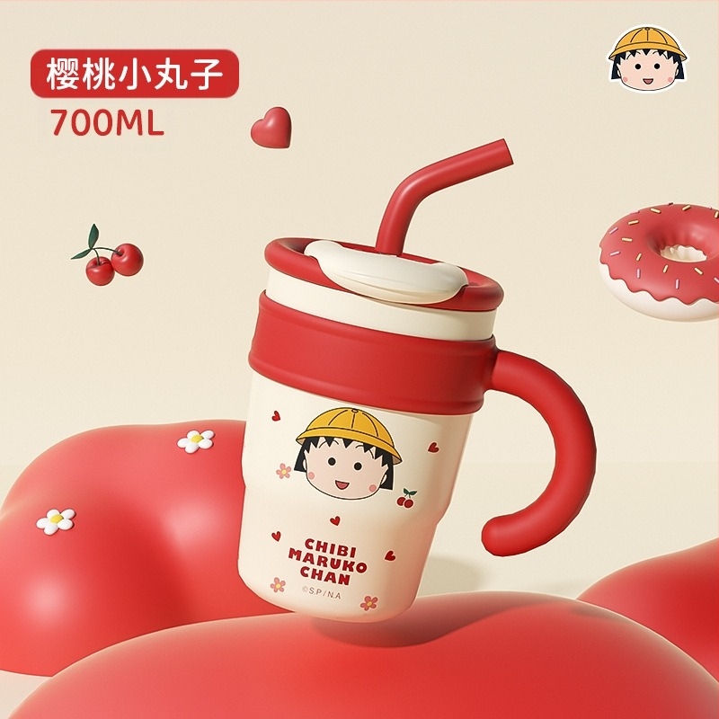 Sanrio Hello Kitty Maruko Big Mac Θερμός Κύπελλο με Καλαμάκι Χαριτωμένο Κύπελλο Νερού Υψηλής Χρωματικής Αξίας Αυτοκίνητο Κύπελλο Πάγου