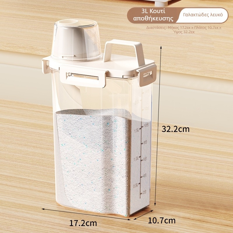 Κουβάς αποθήκευσης σκόνης πλυντηρίου ρούχων για οικιακή χρήση, μεγάλος, μικρός, πλαστικός με σφραγισμένο καπάκι, ανθεκτική στην υγρασία δεξαμενή αποθήκευσης υγρού πλυντηρίου με φορητό δακτύλιο