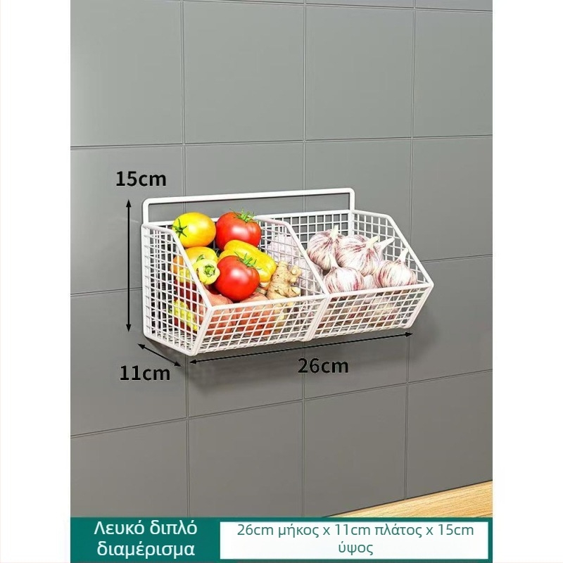Καλάθι αποθήκευσης τζίντζερ-σκόρδου Κρεμαστό καλάθι κουζίνας Καλάθι αποθήκευσης επιτοίχιου τζίντζερ-σκόρδου Καλάθι αποθήκευσης κουζίνας