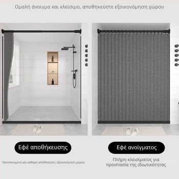 Πτυσσόμενη κουρτίνα ντους, κουρτίνα διαχωρισμού μπάνιου, χωρίς τρυπήματα, αδιάβροχη, κουρτίνα μπάνιου από απομίμηση λινού, κατασκευαστής διαχωρισμού ξηρού και υγρού