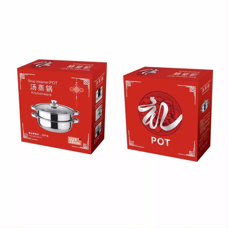 Εργοστασιακή κατσαρόλα σούπας από ανοξείδωτο χάλυβα οικιακής χρήσης για ατμόπλοιο αερίου με ζεστό ατμόπλοιο διπλής στρώσης