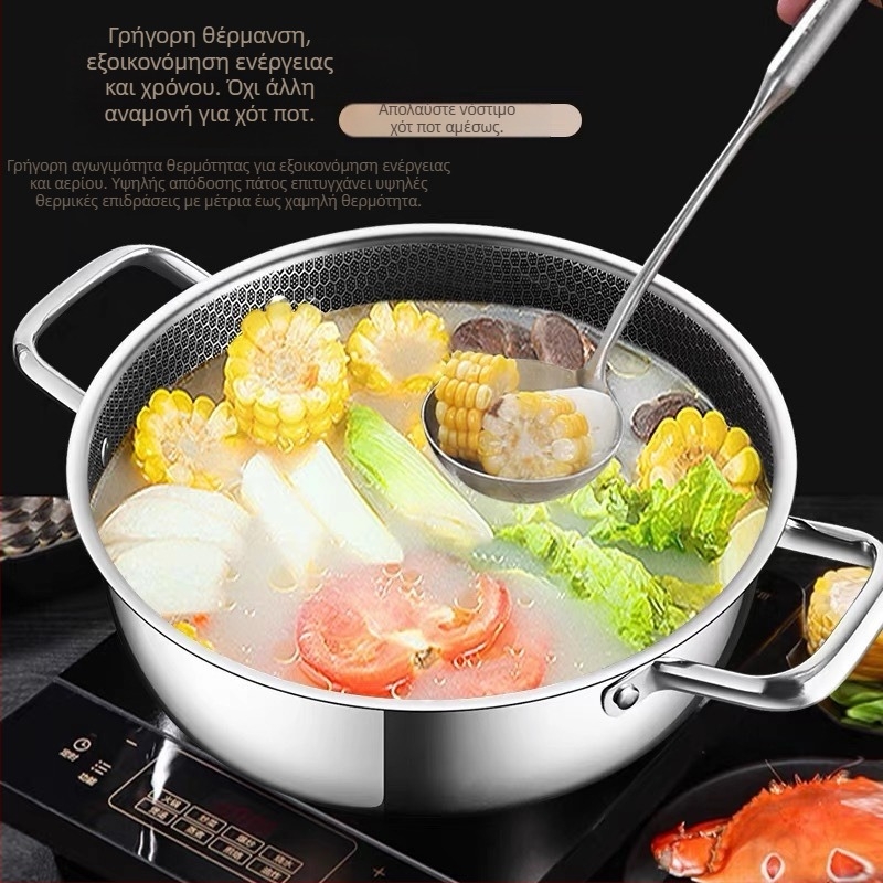 Ανοξείδωτη κηρήθρα με αντικολλητική σούπα, γκαζιέρα, επαγωγική εστία, ιαπωνική κουζίνα χωρίς επίστρωση, πολυλειτουργική, διπλή εστία