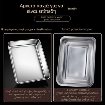 Ανοξείδωτο τετράγωνο πιάτο, επίπεδο πιάτο, ορθογώνιο κουτί με καπάκι, δίσκος τιραμισού, επαγγελματική βαθιά πιατέλα, νιπτήρας πιάτων