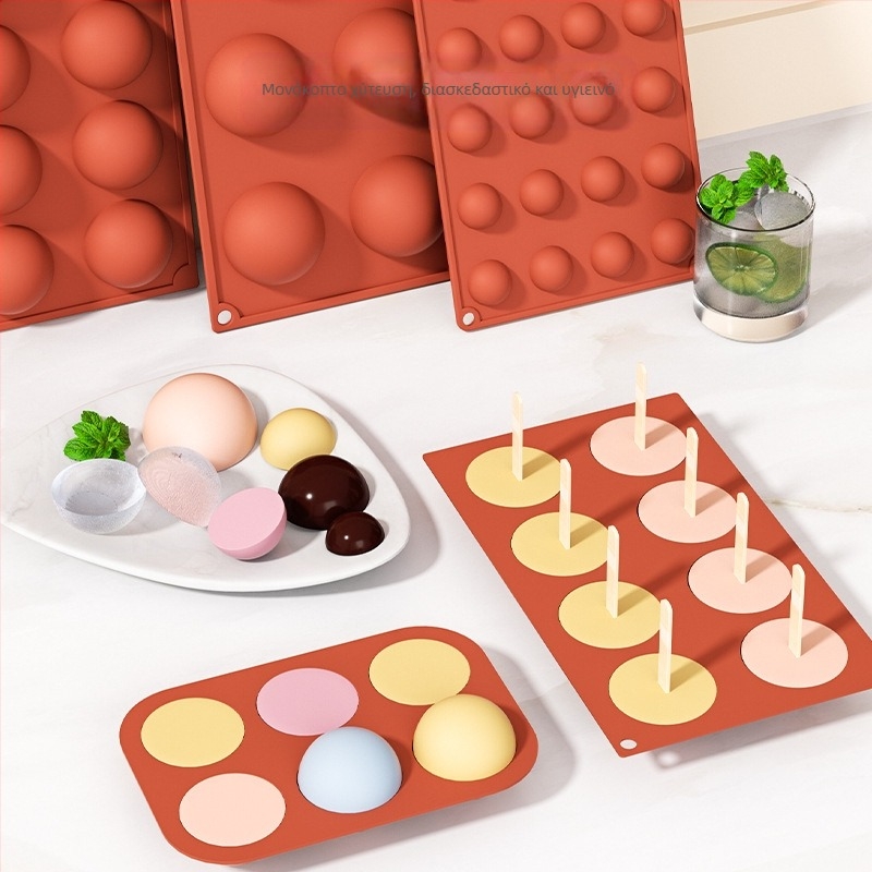 Χονδρική πώληση διασυνοριακών κατασκευαστών 6 συνδεδεμένων ημικυκλικών καλουπιών σοκολάτας σιλικόνης για κέικ, καλούπι για ψήσιμο, χειροποίητο καλούπι σαπουνιού