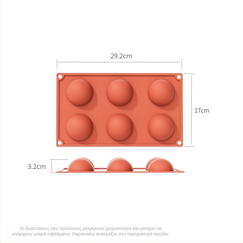 Χονδρική πώληση διασυνοριακών κατασκευαστών 6 συνδεδεμένων ημικυκλικών καλουπιών σοκολάτας σιλικόνης για κέικ, καλούπι για ψήσιμο, χειροποίητο καλούπι σαπουνιού