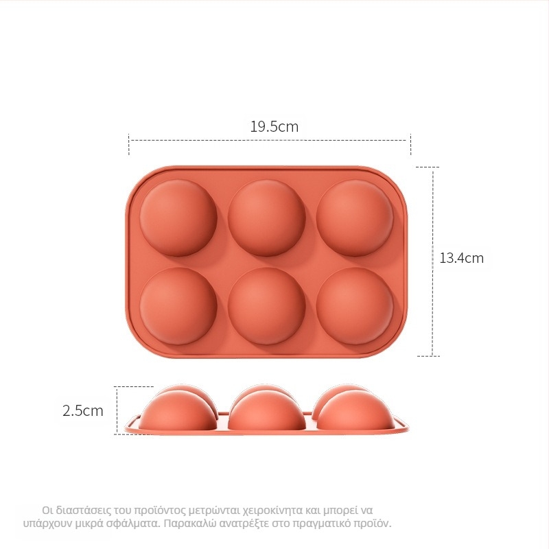 Χονδρική πώληση διασυνοριακών κατασκευαστών 6 συνδεδεμένων ημικυκλικών καλουπιών σοκολάτας σιλικόνης για κέικ, καλούπι για ψήσιμο, χειροποίητο καλούπι σαπουνιού