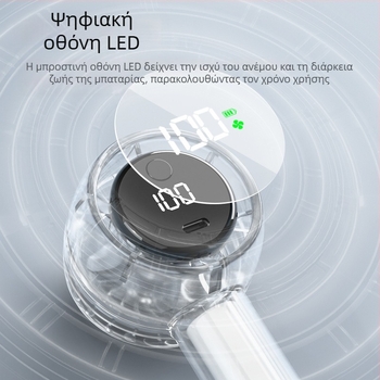 Νέος φορητός ανεμιστήρας USB με ψηφιακή οθόνη 100 ταχυτήτων υψηλής ταχύτητας, εξωτερικός φορητός ανεμιστήρας γενικής χρήσης, μίνι φόρτιση μικρού κανονιού αέρα