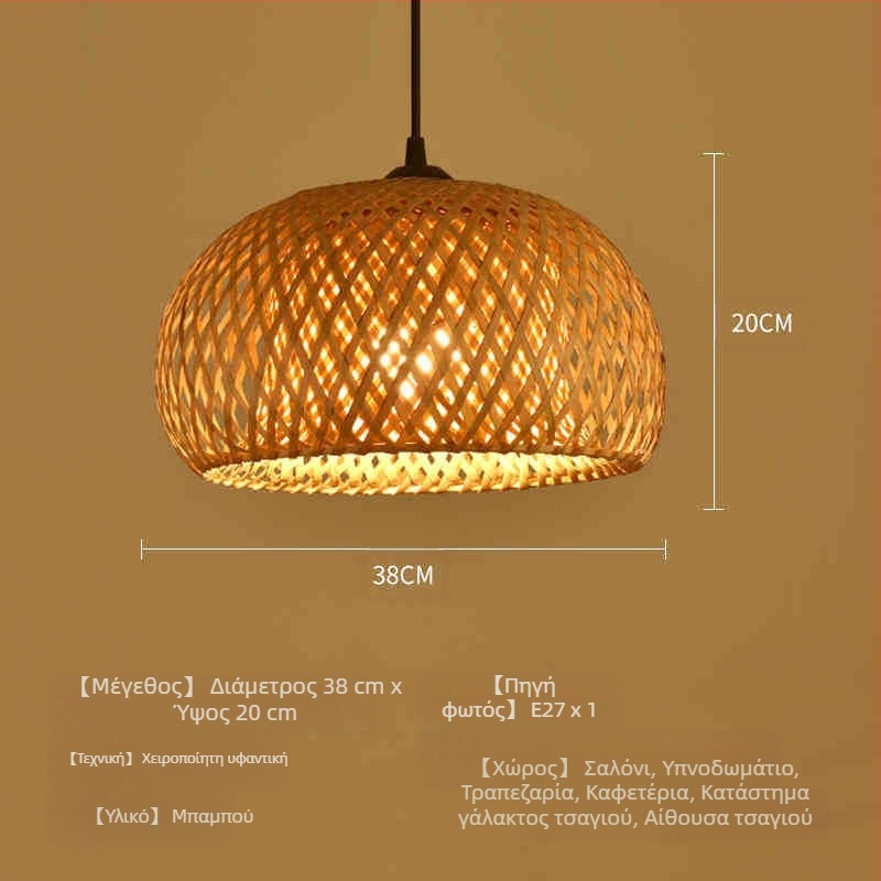 Πολυέλαιος από μπαμπού κινέζικου στιλ, σκάλα σε στιλ Wabi-Sabi, αίθουσα τσαγιού, ιαπωνικό εστιατόριο, εστιατόριο με ζεστό νερό, λάμπες Zen σε συνδυασμό