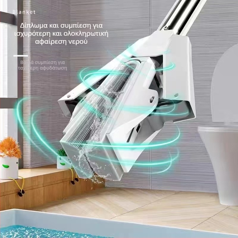 Σφουγγαρίστρα για οικιακή χρήση, χωρίς λαβές, πτυσσόμενη, πλύσιμο χωρίς χέρια, νέο μοντέλο με σφουγγάρι και βαμβάκι, σφουγγαρίστρα δαπέδου από ανοξείδωτο ατσάλι, χονδρική, δυνατό στύψιμο νερού